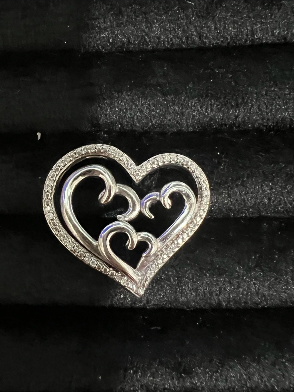 Silver and diamond Heart Trio Pendant stamped JWBR  - Elegant Women’s Jewelry